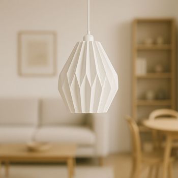 Lámpara De Techo Modelo Narlu Blbb Blanco Cable De Seda Trenzado Blanco Embellecedor Florón De Techo Blanco Luz Led E27