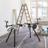 soporte para sierra ingletadora de metal pu durhand 245x73x96cm-negro