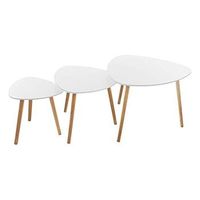 pack 3 mesitas auxiliares tablero de mdf y patas de madera de roble
