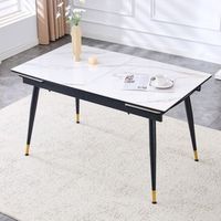 mesa de comedor extensible - mueble de comedor - ceramica - blanco 140-200x80x76cm
