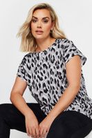 yours top algodon gris leopardo con manga sisa mujer curvy y tallas grandes yours