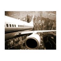 papel pintado 3d - un avion partiendo de la ciudad 250x193 cm