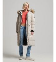 superdry para mujer w5011566a abrigo largo acolchado everest beige xl casual poliester