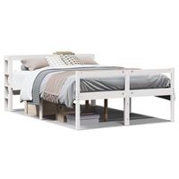 cama matrimonial  cama para adulto  cama personas mayores y cabecero madera pino blanco 120x190 cm