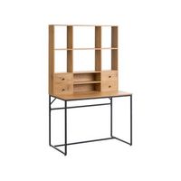escritorio de oficina de estilo escandinavo con cajones y estantes abiertos de mdf 105 x 60 cm marron claro tavra