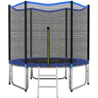 sportnow cama elastica exterior o305 cm trampolin para ninos con red de seguridad escalera y acolchado de muelles azul