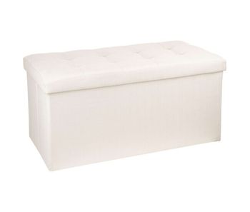 Puf plegable doble lysandre estilo contemporáneo en terciopelo color beige con tapa 76x38 cm