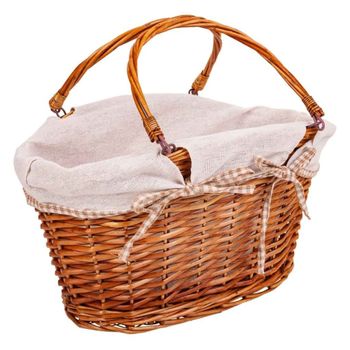 Cesta mimbre forrado marrón