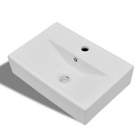 lavabo de bano moderno  lavabo rectangular de ceramica hueco de grifodesague blanco