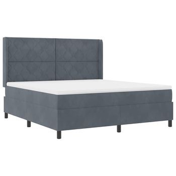 Cama Con Box Spring Led Y Colchón Gris Oscuro 180 X 200 Cm