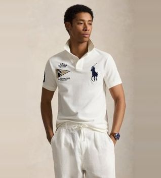 Polo Ralph Lauren para hombre. 710B21921003 Polo con Big Pony Custom Slim Fit blanco (XXL), Casual, Algodón, Manga corta