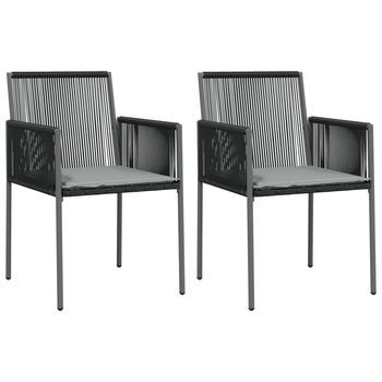 Pack 2 Uds Sillas Jardín | Silla De Exterior | Sillón Con Cojines Ratán Pe Negro 54x60,5x83,5cm