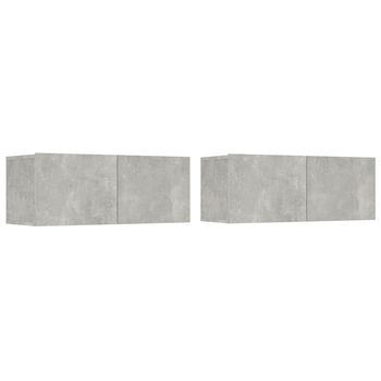 Muebles Tv 2 Unidades Madera Contrachapada Gris Hormigón 80x30x30 Cm