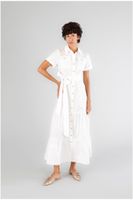 vestido camisero con volante white s