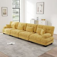 sofa esquinero modular de 4 plazas de chenilla amarillo 406x77x81 cm