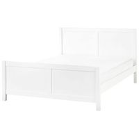cama con somier y cabecero de madera de caucho blanco 140 x 200 cm champagnat
