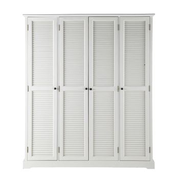 Armario blanco de 170 cm con 4 puertas de persiana