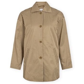 Vila Abrigo Peary Check Jacket - Snow White/Tapenade para mujer