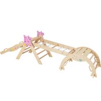 costway juego de triangulo de escalada para ninos juguetes montessori de madera plegables 8 en 1 para bebes parque infantil de interior natural
