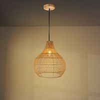 lampara de techo colgante leduni o42cm led tenerife bambu casquillo e27  diseno moderno y resistente