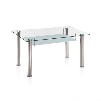 Mesa De Comedor Fija Con Sobre De Cristal 140x80 Cm Tyra Cristal - Cromo 140 X 75 X 80 Cm