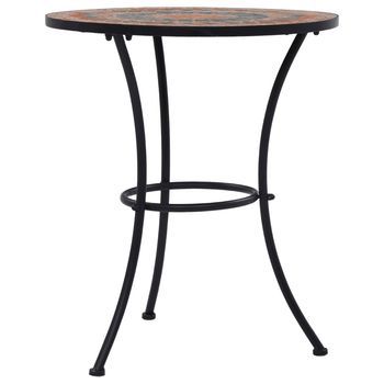 Mesa De Jardín | Mesa Bistró De Mosaico Cerámica Naranja/gris 60 Cm
