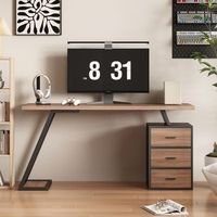 escritorio industrial de 1385 cm con tres cajones y soporte para torre