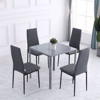 set 4 sillas de comedor de espuma metal lino homcom 41x50x97cm-gris