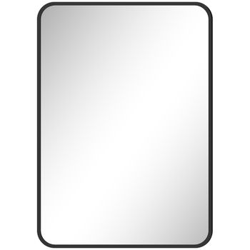 HOMCOM Espejo de Baño Rectangular con Marco Metálico Espejo Decorativo para Dormitorio Comedor o Entrada 50x70 cm Negro