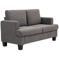 homcom sofa 2 plazas 120 cm con cojines de respaldo extraibles tejido de chenilla para salon dormitorio oficina gris oscuro