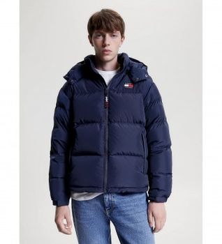 Tommy Jeans para hombre. DM0DM15445 Chaqueta Alaska informal acolchada de capucha marino (XXL), Casual, Manga larga, Poliéster Reciclado, So