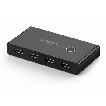 Switch KVM Ugreen 30767 4 Puertos USB 2.0 Negro Cambio Manual Compatible Multisistema