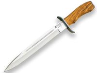 cuchillo deportivo joker chamois co31 con mango de olivo y hoja de 255 cm funda de cuero marron 300 gramos de peso cruceta inox herramienta de pesca caza camping y senderismo