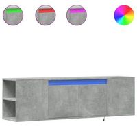 mueble de tv de pared luces led gris hormigon 135x31x395 cm vidaxl
