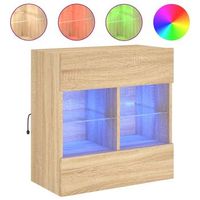 mueble tv de pared  mueble de salon  armario tv con luces led roble sonoma 585x30x605 cm