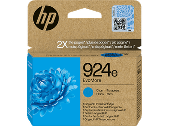 Cartucho de tinta - HP EvoMore 924e, Hasta 800 páginas, Certificado CarbonNeutral®, Azul