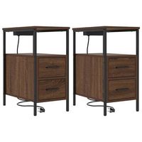 armario de noche 2 uds roble marron 30 x 48 x 61 cm vidaxl
