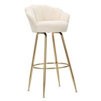 silla de bar de metal dorado y asiento de tela beige cm 55x53x110