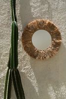 espejo de rafia en marron 60x5x60 cm