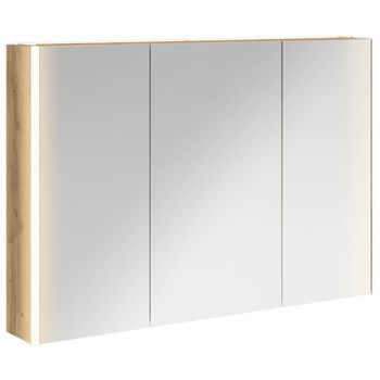 Armario Con Espejo De Baño | Mueble De Baño Roble Artesanal 103,5 X 15,5 X 70 Cm