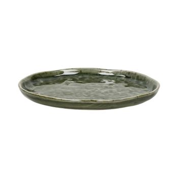 Plato de gres verde oscuro