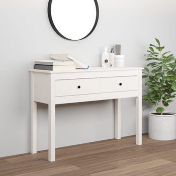 Mesa Consola | Mesa De Entrada | Mesa Auxiliar De Madera Maciza De Pino Blanco 100x35x75 Cm Cfw771655