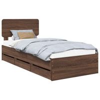 cama individual  cama para adulto  estructura de cama con cajon roble marron 75 x 190 cm