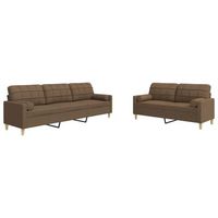 juego de sofas con cojines 2 piezas tela marron vidaxl