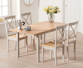 Chiltern 120cm Extending Grey And Oak Painted Table With Epsom Chairs - Oak and Grey, 4 Chairs