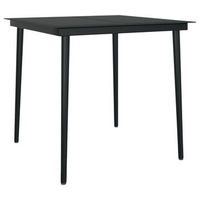 mesa de comedor de jardin  mesa de exterior acero y vidrio negra 80x80x74 cm