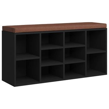 Zapatero De Madera Contrachapada Negro 103x30x48 Cm Vidaxl