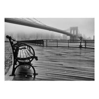 papel pintado 3d - a foggy day on the brooklyn bridge 300x210 cm