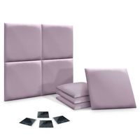 dhome juego de 8 paneles tapizados de polipiel ecologica pack autoadhesivos para pared acusticos absorbentes proteccion lila 50x50cm x8