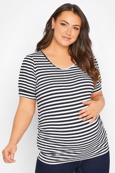 Bump It Up Maternity Camiseta De Rayas Manga Abullonada